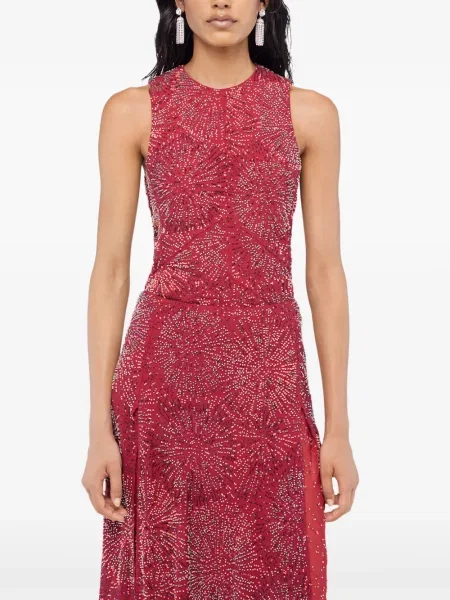 Haftowana bluzka Rabanne szyfonowa czerwona