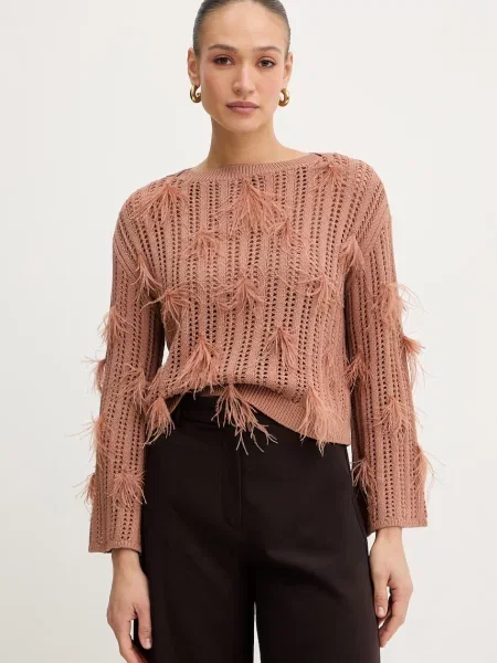 Dzianinowy sweter Twinset pomarańczowy