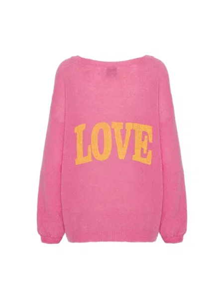 Sweter Americandreams wełniany różowy