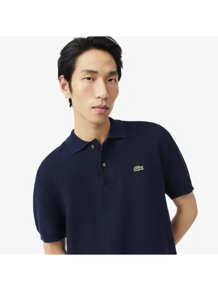Lacoste Classic Fit Dzianinowa Koszulka Polo granatowy