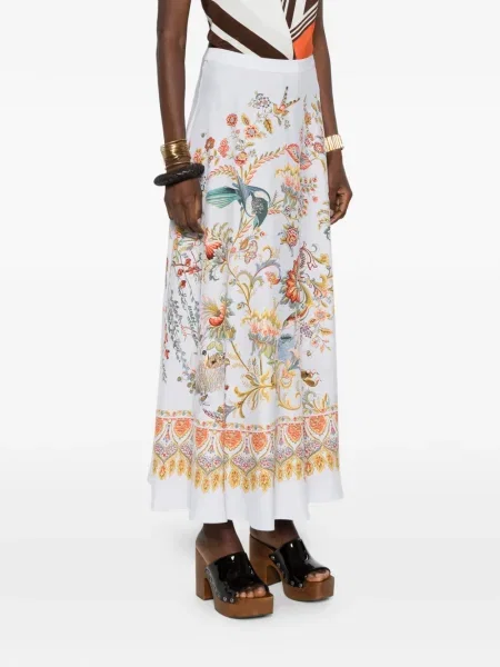Fusta maxi Etro cu model floral albastru