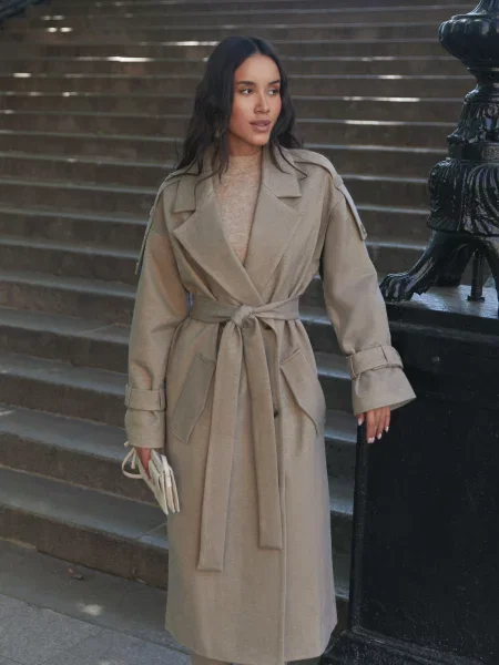 Тренч Seventeen вовна/віскоза бежевий