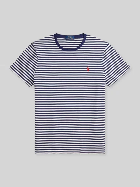 T-shirt Slim Fit z czystej bawełny Polo Ralph Lauren niebieska