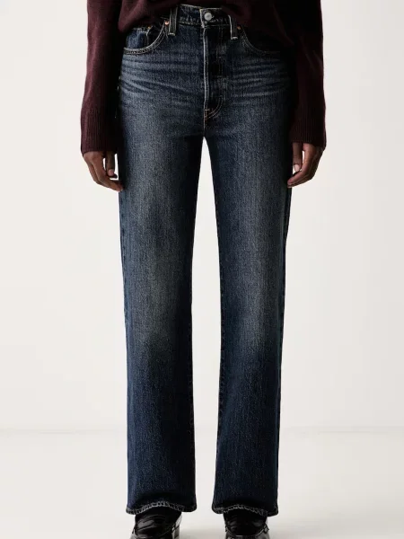 Levi's blugi straight pentru femei RIBCAGE FULL LENGTH albastru