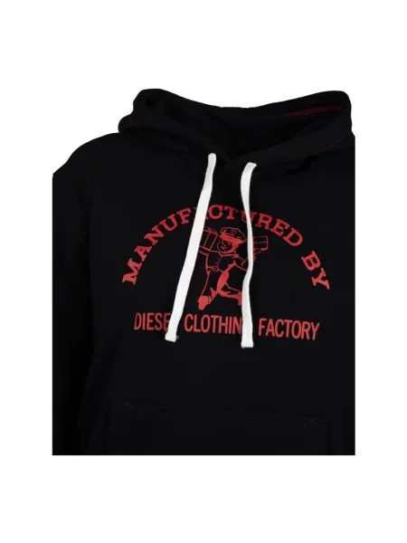 Bluza z kapturem Diesel z kapturem z nadrukiem czarna