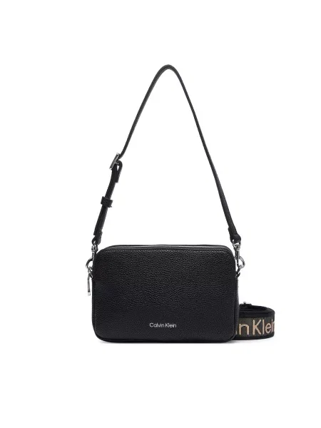 Calvin Klein Дамска чанта Webbing 2X Strap Camera Bag черен