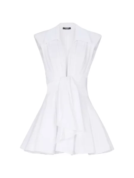 Sukienka mini Balmain wiązana garniturowa biała