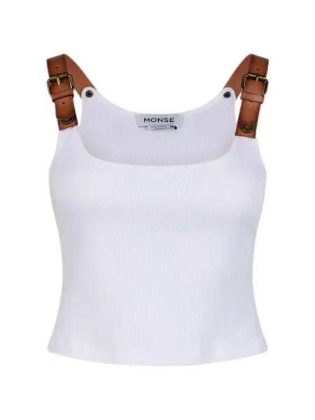 Top Monse din piele cu bretele alb