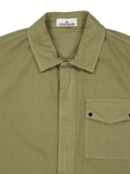 Cămașă Stone Island cu model herringbone cu strasuri verde