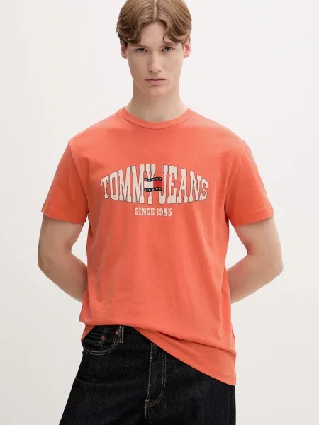 Tommy Jeans T-shirt ανδρικό πορτοκαλί