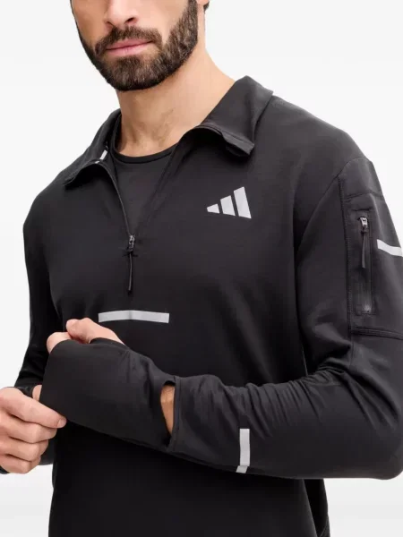 Pantaloni Adidas tricotate cu autograf alergare albastru