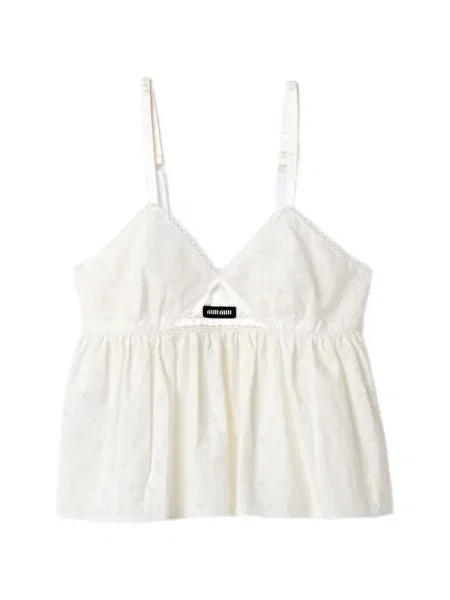 Top Miu Miu din poplin alb