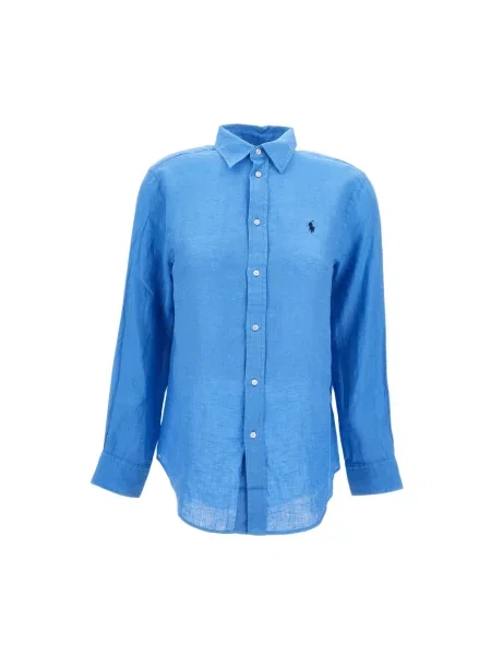 Lniana koszula Polo Ralph Lauren niebieska