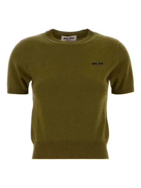 Top Miu Miu din cașmir verde