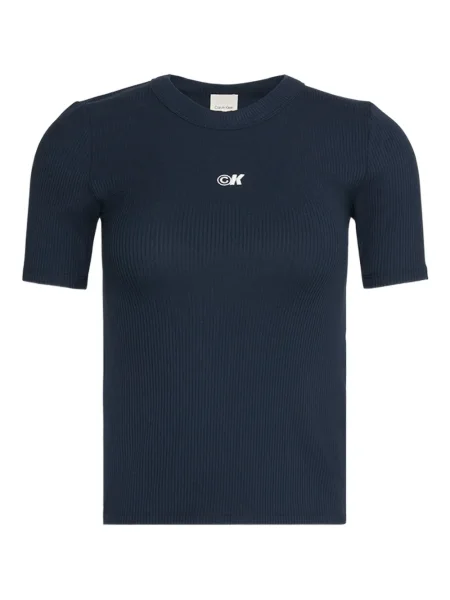 Tricou Calvin Klein cu autograf albastru