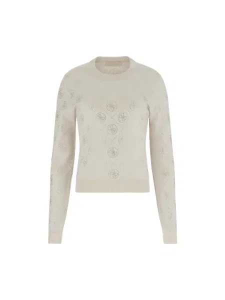 Sweter Guess wełniany z dżetami beżowy