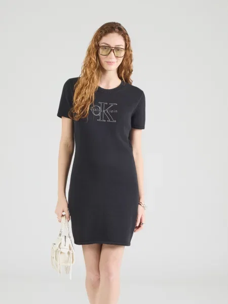 Calvin Klein Jeans Rochie tricotat / argintiu negru
