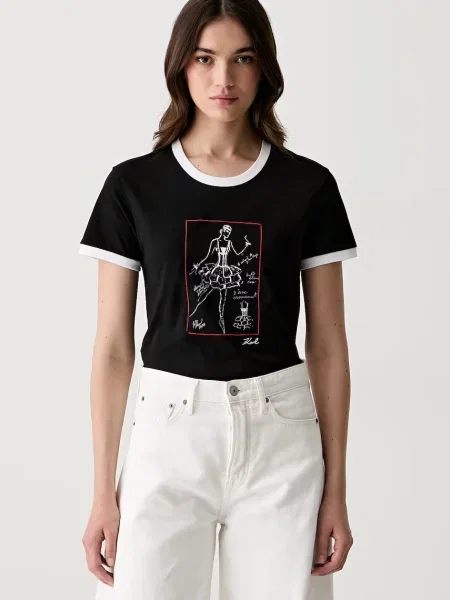 Karl Lagerfeld tricou pentru femei din negru