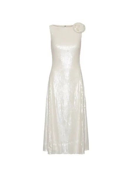 Rochie midi Rotate Birger Christensen cu paiete evazată alb
