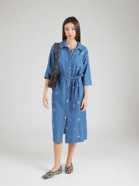 JDY Rochie tip bluză JDYKAI albastru denim alb