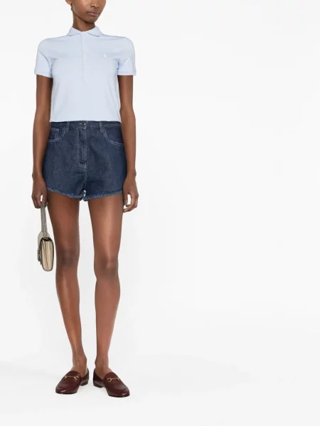 Žebrované polotričko Polo Ralph Lauren s kulatým výstřihem modré