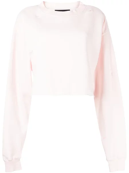 Bluza La Detresse z przetarciami o krotszym kroju różowa