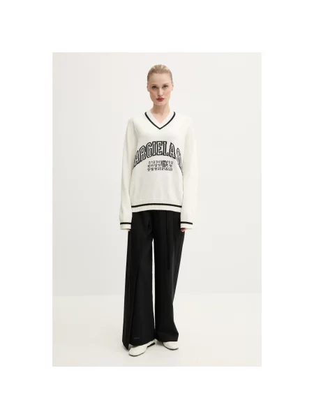 Maison Margiela sweter z domieszką wełny beżowy