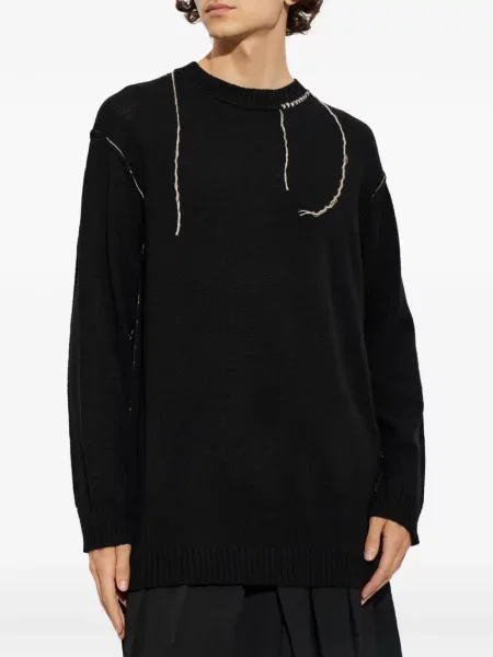 Pulover Yohji Yamamoto cu broderie negru