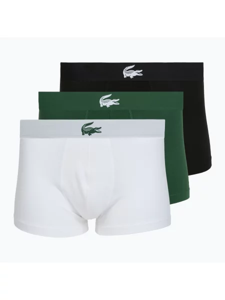 Boxeri pentru bărbați Lacoste 3 pack white/green/black alb