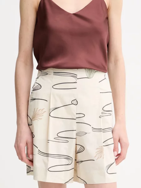 MM pantaloni scurți din femei cu imprimeu high waist bej