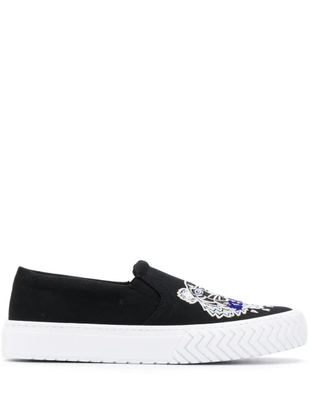 Sneakerși Kenzo cu broderie slip-on cu dungi de tigru negru