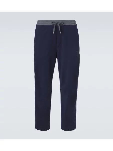 Pantaloni sport Brunello Cucinelli din jerseu albastru