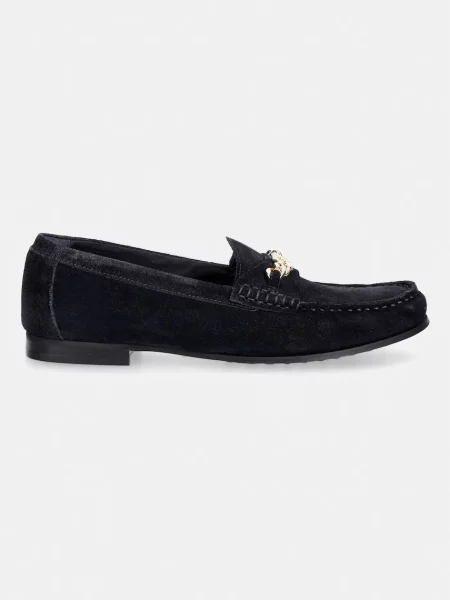 Tommy Hilfiger Mokasíny Th Chain Suede Loafer Tmavomodrá