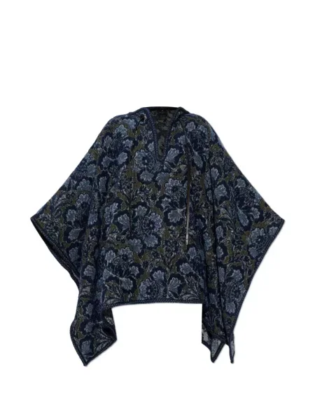 Poncho Etro cu model floral albastru