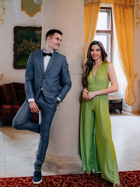 Top Fasardi elegancki wiązany niebieski