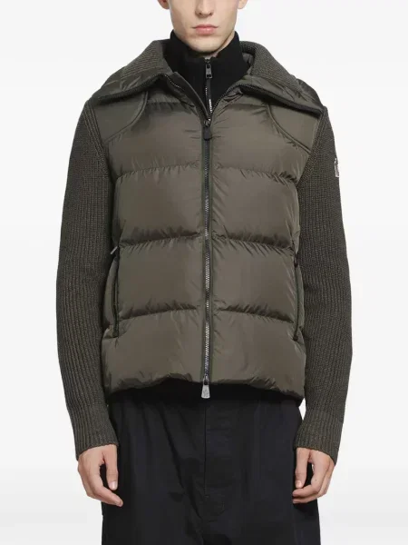 Matlasat geacă Moncler Grenoble tricotate verde