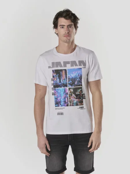 KOROSHI Tricou azur / lila / negru alb