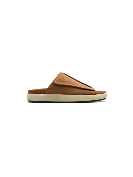 Klapki Clarks skórzane brązowe