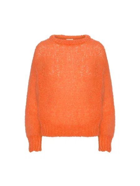 Sweter American Dreams wełniany o skróconej długości pomarańczowy