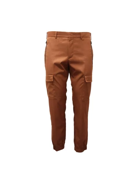 Spodnie cargo Pt01 ze stretchu brązowe
