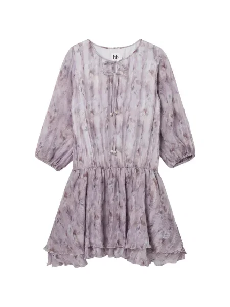 Rochie mini B+ab cu model floral cu imagine violet