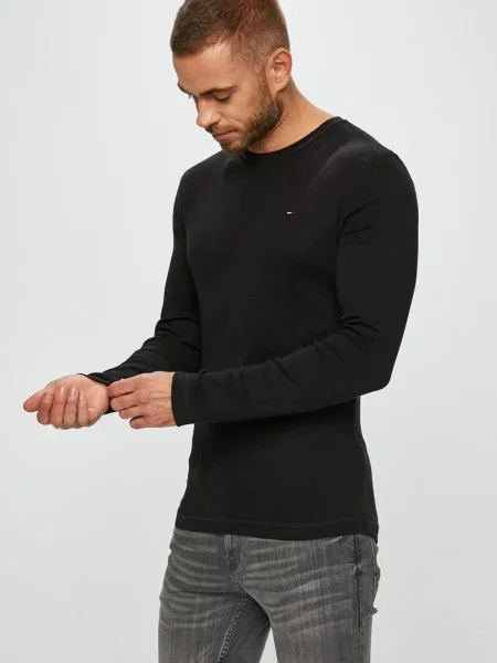 Тениска с дълъг ръкав Tommy Jeans черно
