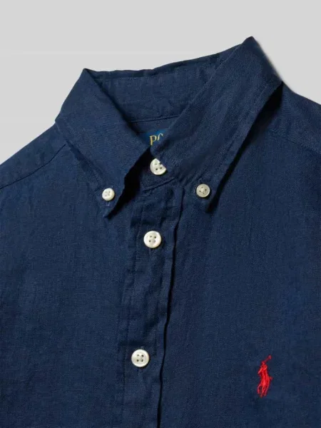 Koszula casualowa o kroju regular fit z lnu Polo Ralph Lauren Teens granatowa