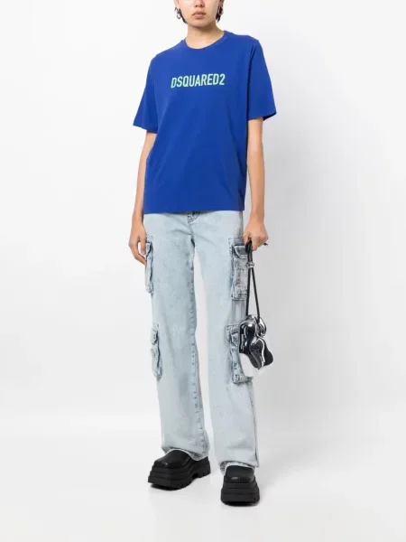 Raštuotas marškinėliai Dsquared2 mėlyna