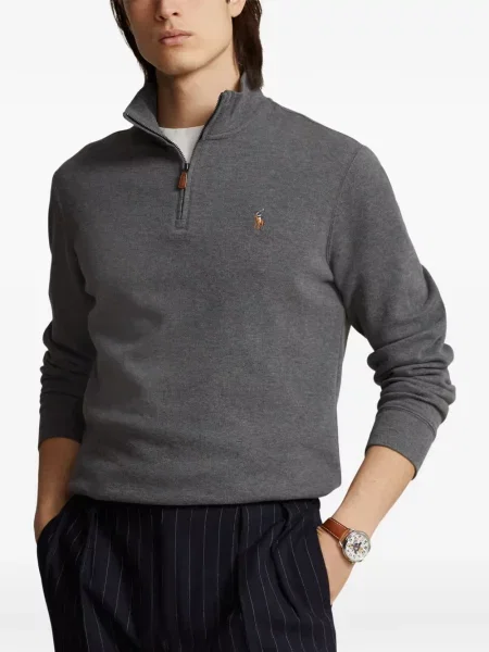 Tricou polo Polo Ralph Lauren cu glugă cu blană cu broderie roșu
