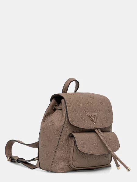 Рюкзак Guess CRESIDIA малий з аплікацією бежевий