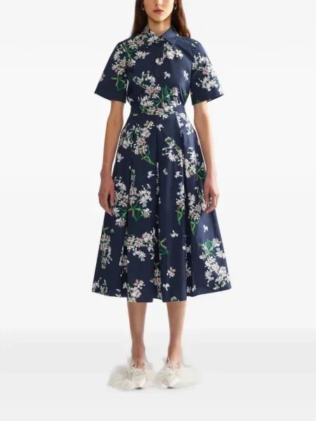 Cămașă Erdem cu model floral cu imagine albastru