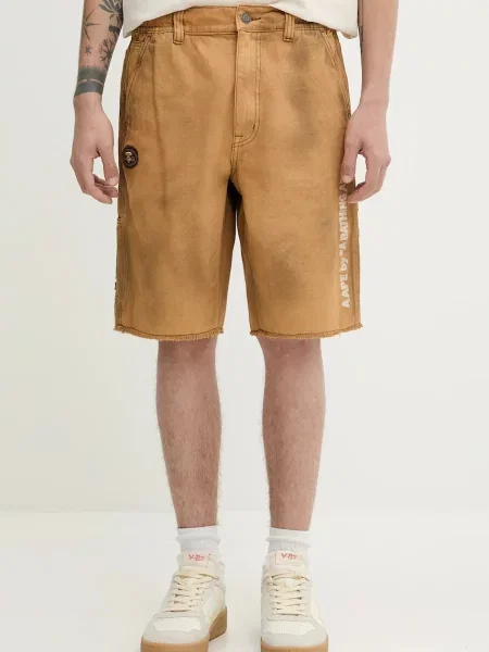 AAPE pantaloni scurți jeans Main Woven maro
