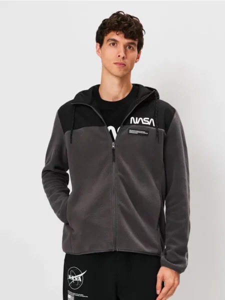 Sinsay Bluza zip hoodie NASA szary