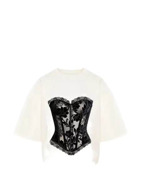 Tricou Hamza cu model floral cu imagine alb